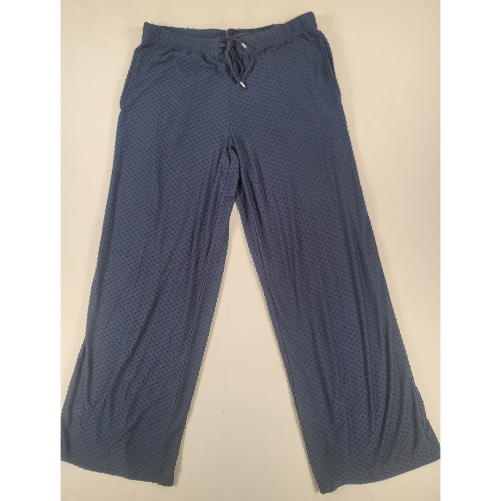 Soma Navy Blue Textured Pajama Set Medium Soft Lounge Sleepwear Pockets - Picture 4 of 9